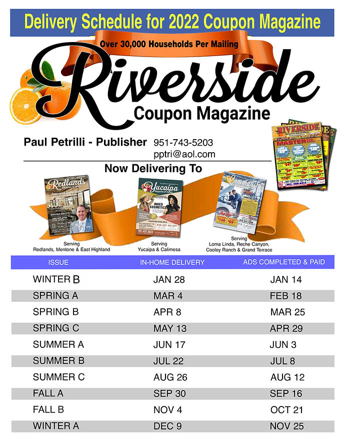 delivery schedule | Riverside Coupon Mag